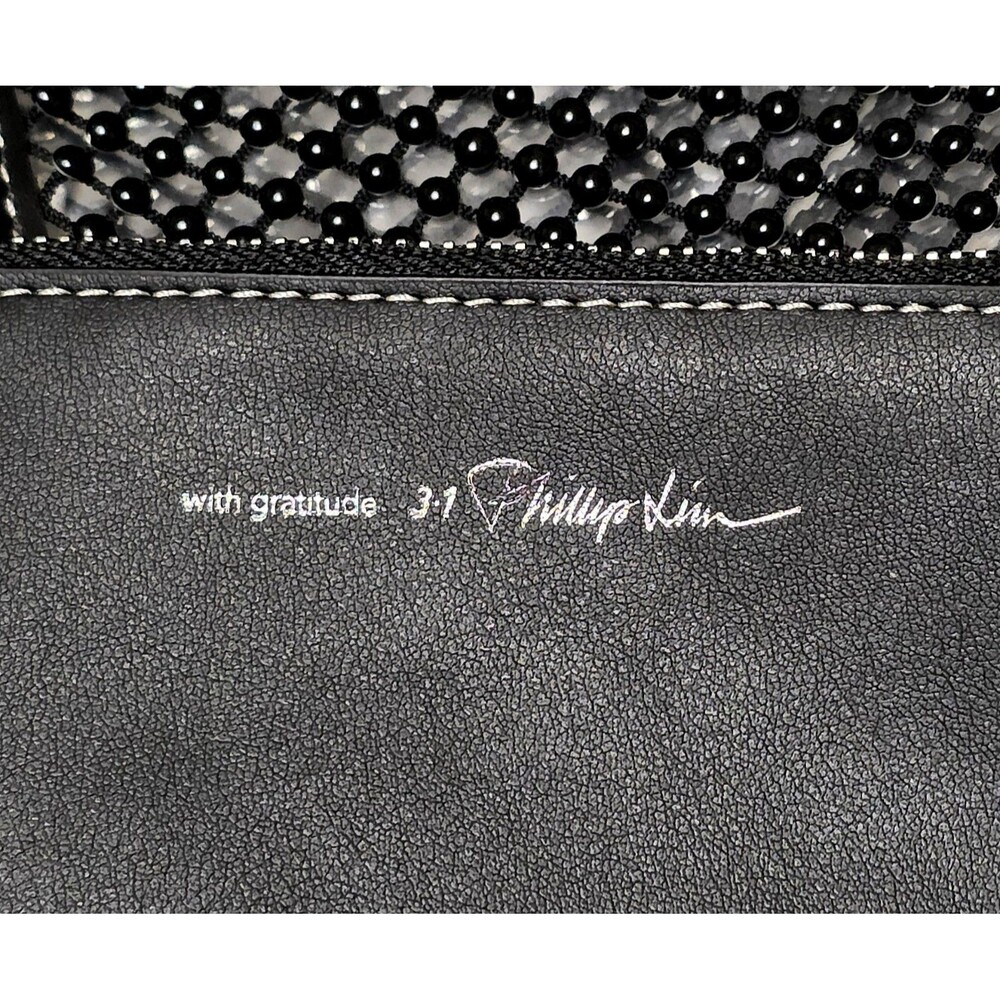 3.1 PHILLIP LIM Embellished Mesh Market Tote Bag Black Clear Mesh Double Handle - Picture 7 of 10